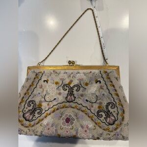 Vintage multi color beaded clutch